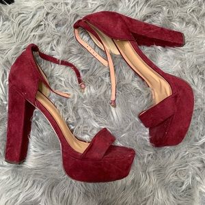 Maroon Suede Heels